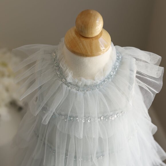 Tutu Du Monde Alchemy Bebe Tulle Dress Shine Blue Embellished 6/12 Month PERFECT - Picture 4 of 8